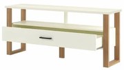 Rack Edmonton 1 Gaveta na cor Off White com Freijó 140cm - 64583 Sun House