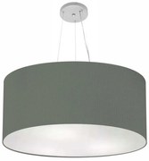 Lustre Pendente Cilíndrico Md-4074 Cúpula em Tecido 60x30cm Cinza - Bivolt Escuro