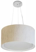 Lustre Pendente Cilíndrico Duplo Md-4123 Cúpula em Tecido 40x25cm Linho Bege - Bivolt