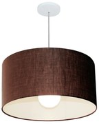 Lustre Pendente Cilíndrico Md-4208 Cúpula em Tecido 55x30cm Café - Bivolt