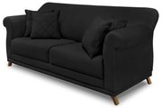 Sofá 2 Lugares Pé de Madeira Julieta 160 cm Suede Preto S04 - D'Rossi