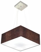 Lustre Pendente Quadrado Md-4194 Cúpula em Tecido 12/40x40cm Café - Bivolt