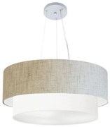 Pendente Cilíndrico Rustico Bege e Branco MJ-4073 Para Mesa de Jantar e Estar