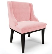 Poltrona Decorativa Base Fixa de Madeira Firenze Suede Rosa Bebê/Preto G19 - Gran Belo