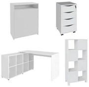 Conjunto Escritório Home Office 4 Peças Mity A06 Branco - Mpozenato