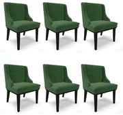 Kit 06 Cadeiras de Jantar Liz Suede Base Fixa Madeira Preto - D'Rossi - Verde