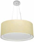 Lustre Pendente Cilíndrico Duplo Md-4124 Cúpula em Tecido 50x25cm Algodão Crú - Bivolt