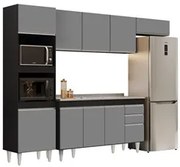 Armário de Cozinha Modulada 4 Peças CP12 Balcão com Pia Inox Preto/Cin