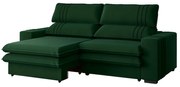 Sofá 2 Lugares Retrátil Noruega 230 cm Veludo Pés Tabaco - D'Rossi - Verde Militar