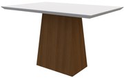 Mesa de Jantar Retangular Tampo com Vidro Ester 120 cm Off White Base Imbuia - D'Rossi