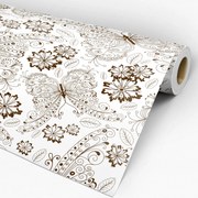 Papel de parede adesivo casual borboletas e flores