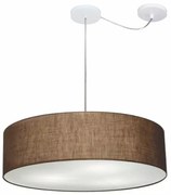 Lustre Pendente Cilíndrico Com Desvio Md-4265 Cúpula em Tecido 60x15cm Café - Bivolt