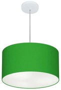 Lustre Pendente Cilíndrico Md-4099 Cúpula em Tecido 40x25cm Verde Folha - Bivolt