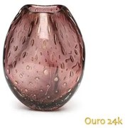 Vasinho Roca 3 Tela Roxo com Ouro Murano Cristais Cadoro