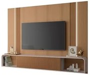 Painel Para TV 85 Pol Suspenso Canelado Com LED Vivaz H01 Off White/Fr