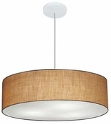 Lustre Pendente Cilíndrico Md-4221 Cúpula em Tecido 60x15cm Palha - Bivolt