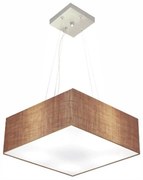 Lustre Pendente Quadrado Md-4196 Cúpula em Tecido 15/45x45cm Palha - Bivolt