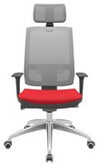 Cadeira Office Brizza Tela Cinza Com Encosto Assento Poliester Vermelho Autocompensador 126cm - 63224 Sun House