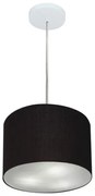 Lustre Pendente Cilíndrico Md-4209 Cúpula em Tecido 25x25cm Preto - Bivolt