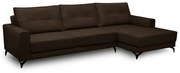 Sofá Decorativo 4 Lugares com Chaise Rebecca 265cm Veludo Marrom G22 - Gran Belo