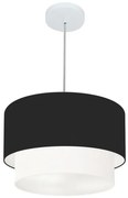 Pendente Cilíndrico Preto e Branco MJ-4160 Para Mesa de Jantar e Estar