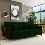 Sofá Living Decorativo Zagreb 2 Lugares 182cm com Almofadas Pés de Ferro Veludo/PU Verde/Marrom G33 - Gran Belo