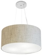 Lustre Pendente Cilíndrico Md-4185 Cúpula em Tecido 45x21cm Rustico Bege - Bivolt