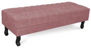 Puff Baú Decorativo Capitonê Luis XV 100x40cm Suede Rosa - Sheep Estofados - Rosa