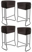 Kit 4 Banquetas Decorativas Base Aço Preto Betina C-34 Corano Marrom E