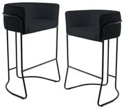 Kit 2 Banquetas Decorativas Base Aço Preto Betina C-05 Corano Black -