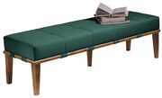 Recamier Decorativo 160cm Martínez Veludo Pés Madeira Verde/Mel G62 - Gran Belo