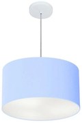 Lustre Pendente Cilíndrico Md-4099 Cúpula em Tecido 40x25cm Azul Bebê - Bivolt