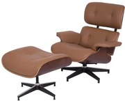 Poltrona Charles Eames c/ Puff Couro Ecolog. Caramelo- 35837 Sun House