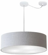 Lustre Pendente Cilíndrico Com Desvio Md-4265 Cúpula em Tecido 60x15cm Rustico Cinza - Bivolt