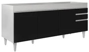 Balcão Gabinete Para Pia 180cm Sem Tampo Dallas Branco/Preto - Lumil