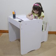 Conjunto Mesa Mesinha E Cadeira Infantil Dora de Madeira MDF Branco