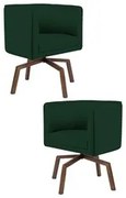 Kit 2 Poltronas Decorativas Base Ka Madeira Betina C-303 Veludo Verde