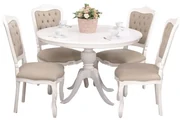 Conjunto Sala de Jantar Mesa Bonnie com 6 Cadeiras Medalhão Palha - Wood  Prime 38716