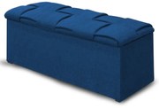 Calçadeira Baú Casal Queen 160cm Ravena Veludo Azul  - Simbal - Azul