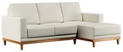 Sofá Living 200cm 3 Lugares Com Chaise Esquerdo Kayrós D05 Linho Cru -