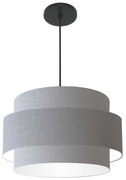 Lustre Pendente Cilíndrico Md-4384 Cúpula em Tecido Rustico Cinza Tam 50cm