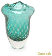 Vaso Oceano Mini 2 Tela Verde com Ouro Murano Cristais Cadoro