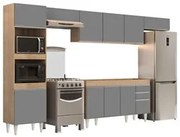 Armário de Cozinha Modulada 5 Peças CP13 Balcão Castanho/Cinza - Lumil