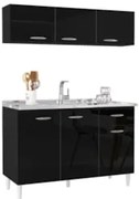 Armário Aéreo e Balcão de Cozinha com Pia Inox 120cm Classic Z46 Preto