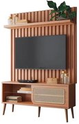 Rack com Painel Ripado Freijo Palha Natural Sextavada - 72094 Sun House