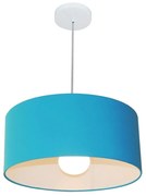 Lustre Pendente Cilíndrico 4052 Cúpula em Tecido 50x21cm Azul Turquesa - Bivolt