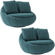 Kit 2 Poltronas Decorativas Giratória Sala de Estar Afrodite Veludo Azul Turquesa G45 - Gran Belo