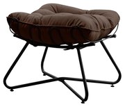 Puff Decorativo Sala de Estar Caim Base de Ferro Preto Suede Marrom G41 - Gran Belo