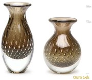 Par de Vasos Mini Tela Fumê com Ouro Murano Cristais Cadoro