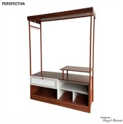 Closet Guarda Roupa Iron 1 Gaveta Imbuia/Bege/Cobre - Vizzato - Marrom